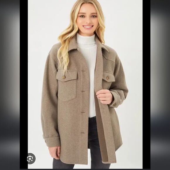 Take 50% OFF- Love Tree Cocoa Dust Oversized Fleece Jacket, Size-M - Picture 1 of 7
